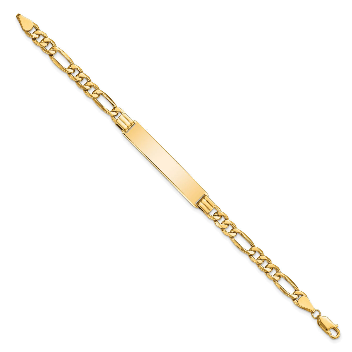 10k Semi-solid Figaro Link ID Bracelet-10DCID141-7
