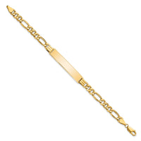 10k Semi-solid Figaro Link ID Bracelet-10DCID141-8