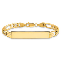 10k Semi-solid Figaro Link ID Bracelet-10DCID141-8