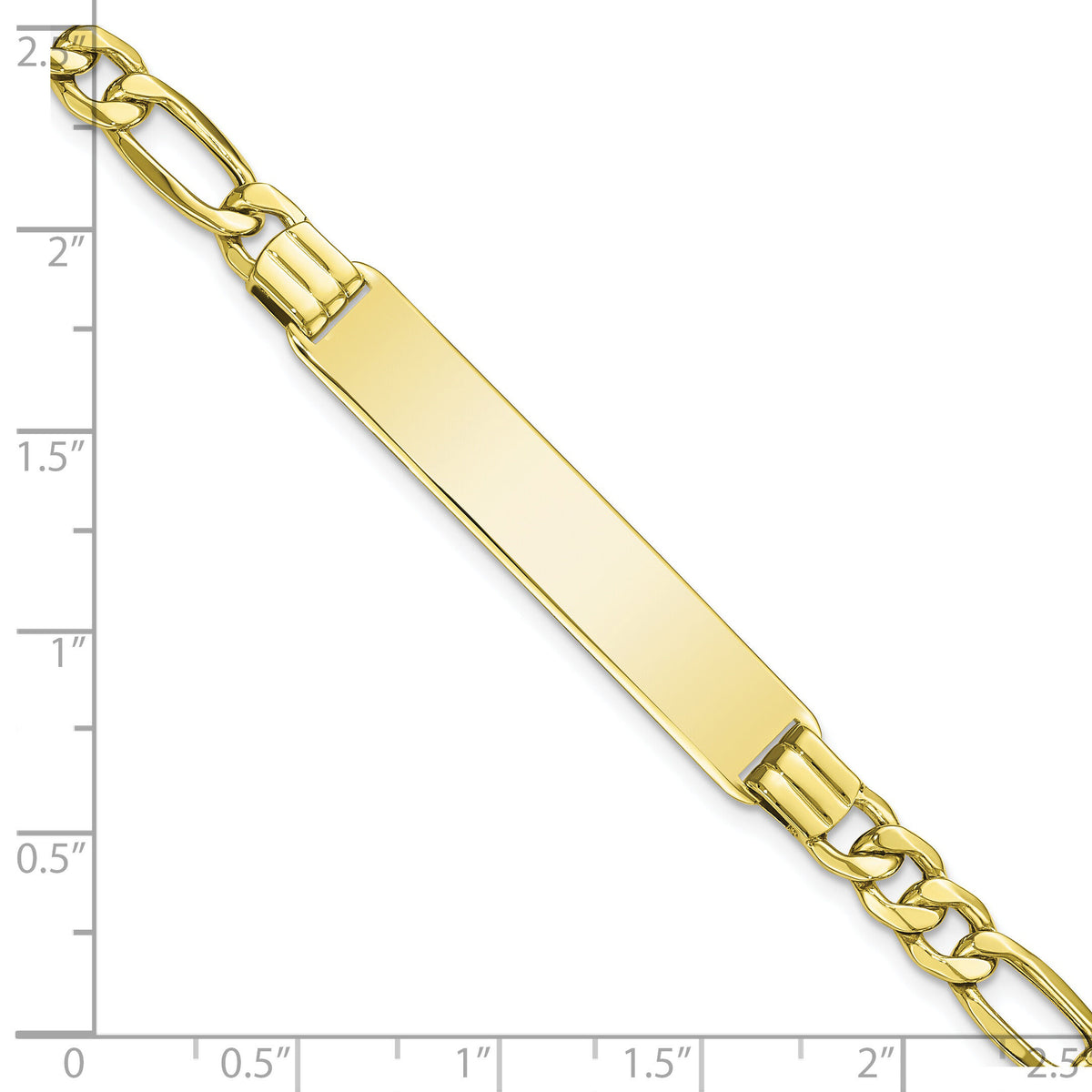10k Semi-solid Figaro Link ID Bracelet-10DCID141-8