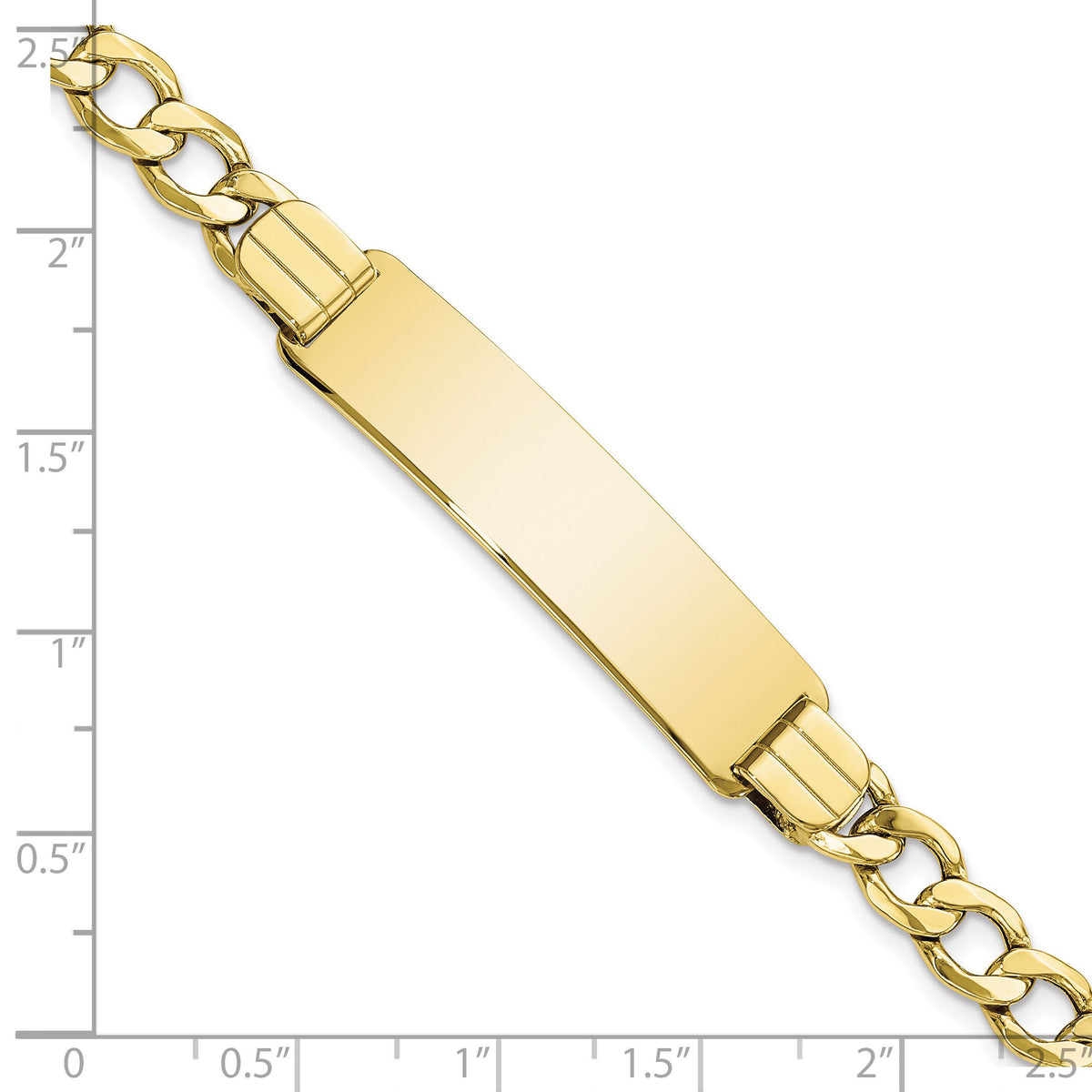 10k Semi-solid Curb Link ID Bracelet-10DCID142-8