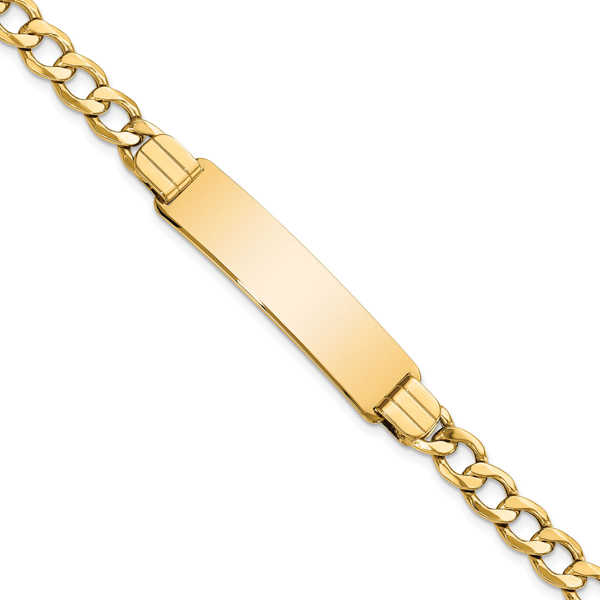 10k Semi-solid Curb Link ID Bracelet-10DCID142-8