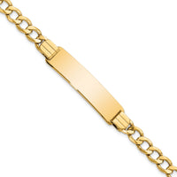 10k Semi-solid Curb Link ID Bracelet-10DCID142-8