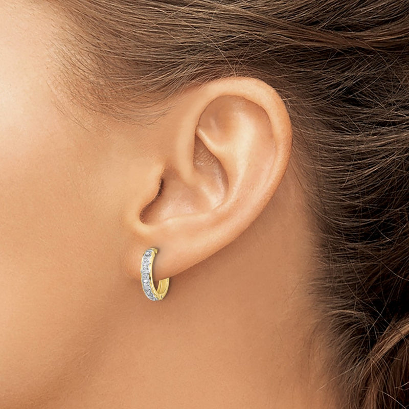 10k Diamond Fascination Round Hinged Hoop Earrings-10DF177