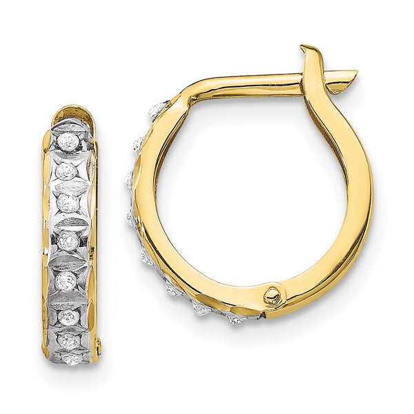 10k Diamond Fascination Round Hinged Hoop Earrings-10DF177