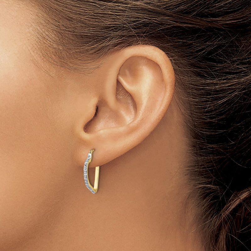 10k Diamond Fascination Heart Hoop Earrings-10DF258