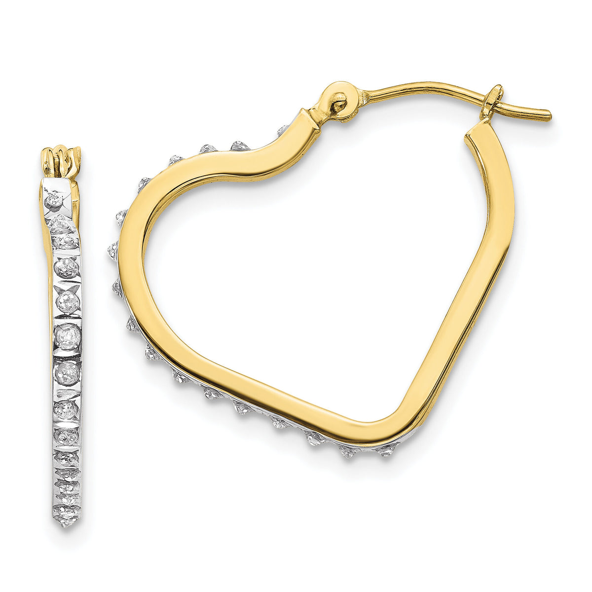 10k Diamond Fascination Heart Hoop Earrings-10DF258