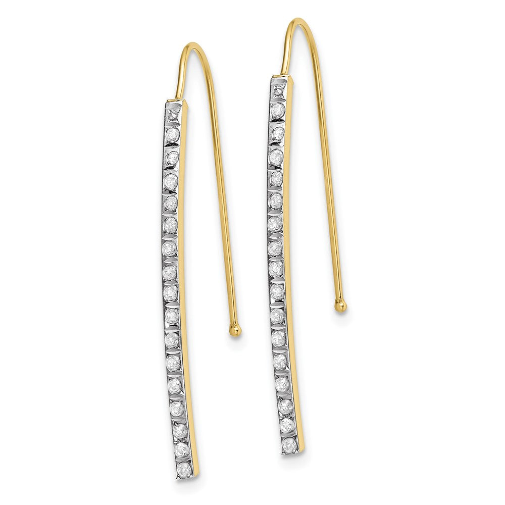 10K Diamond Fascination Bar Drop Earrings-10DF329