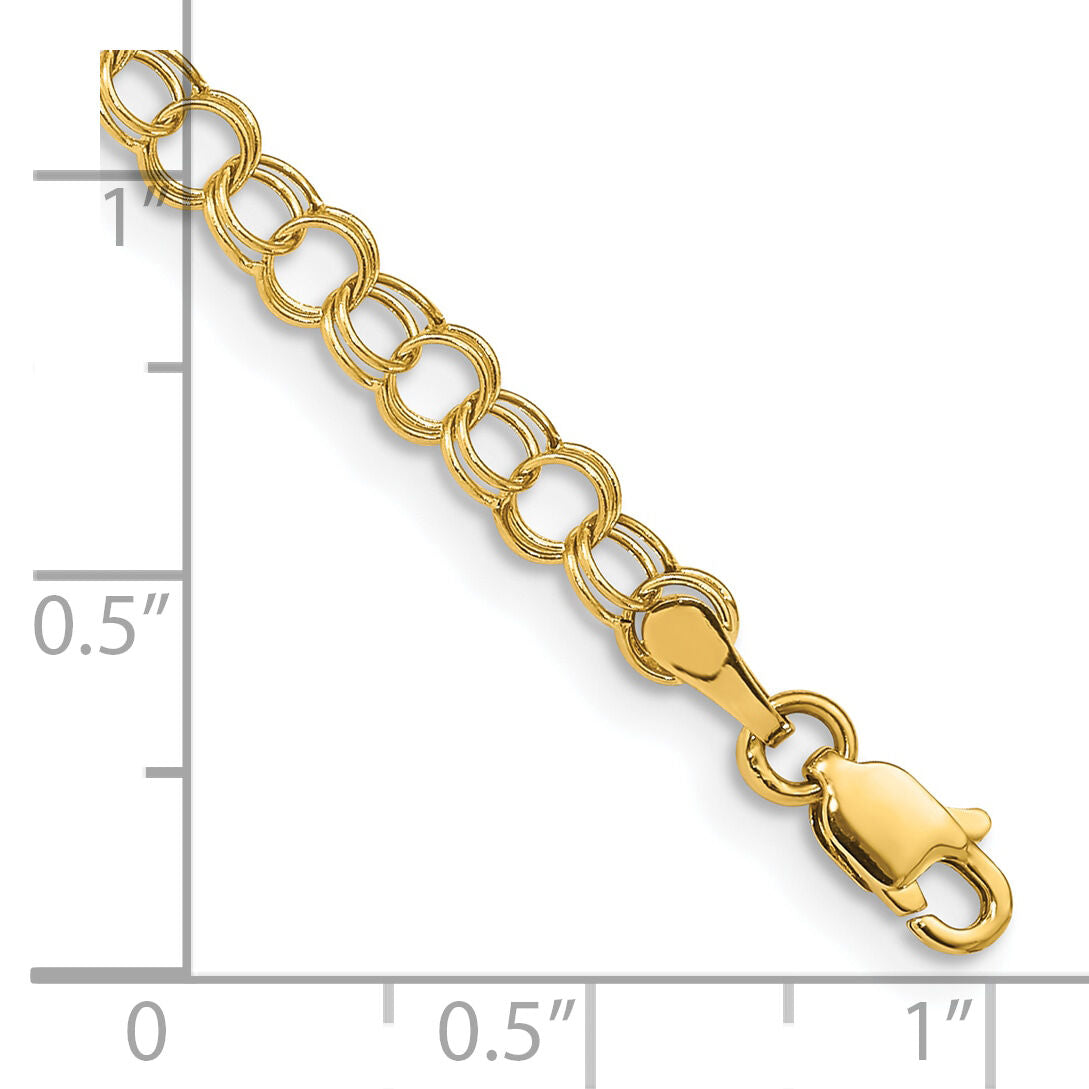 10k Hollow Double Link Charm Bracelet-10DO350-5.5