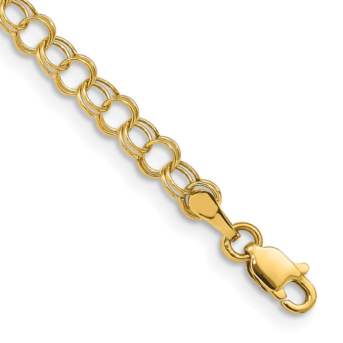 10k Hollow Double Link Charm Bracelet-10DO350-5.5