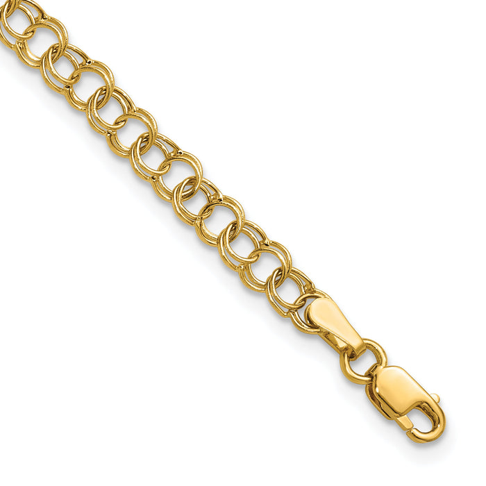 10k Hollow Double Link Charm Bracelet-10DO350-8