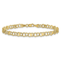 10k Double Link Heart Charm Bracelet-10DO499-7
