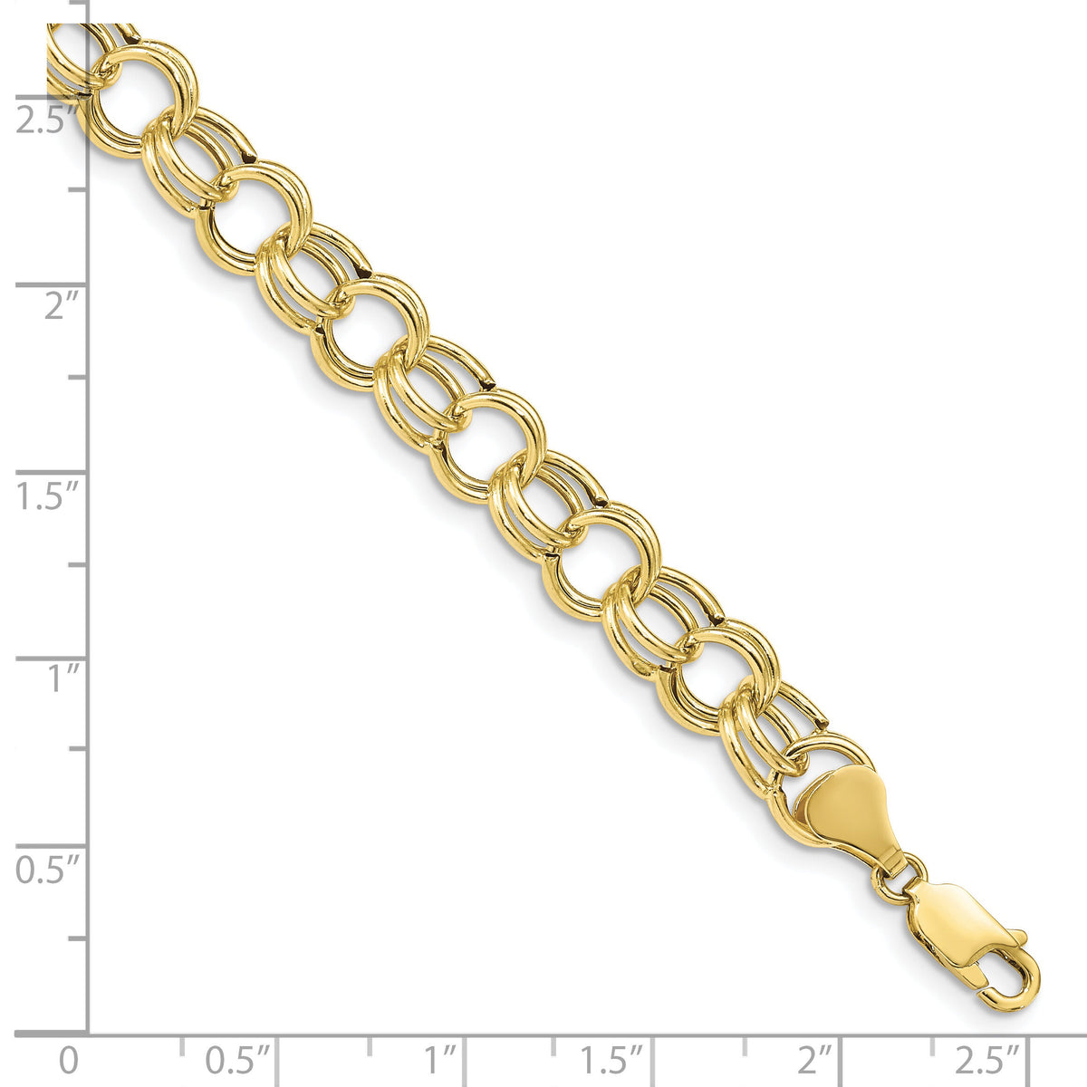 10k Hollow Double Link Charm Bracelet-10DO520-7