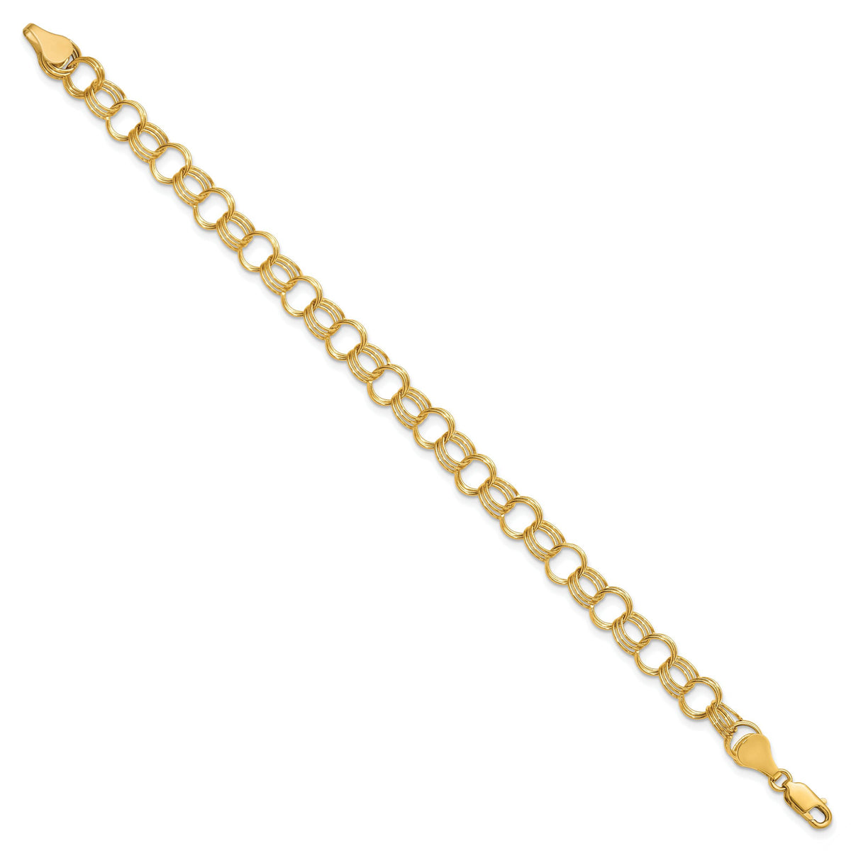 10k Solid Triple Link Charm Bracelet-10DO531-7