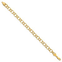 10k Solid Triple Link Charm Bracelet-10DO531-7