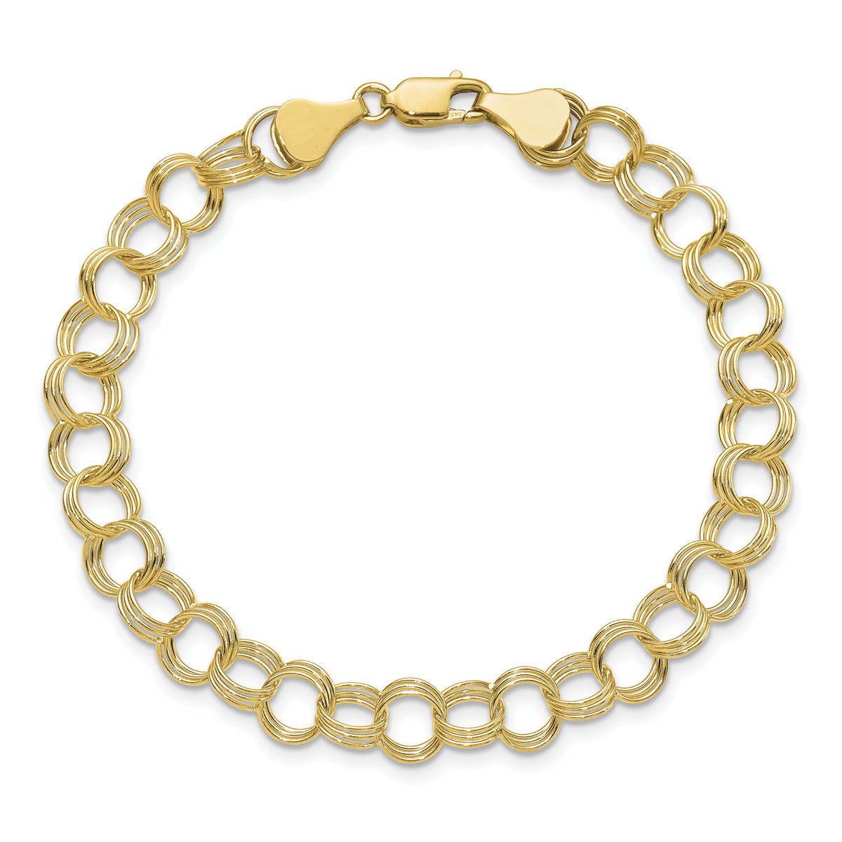 10k Solid Triple Link Charm Bracelet-10DO531-7
