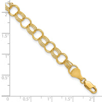 10k Solid Triple Link Charm Bracelet-10DO531-7