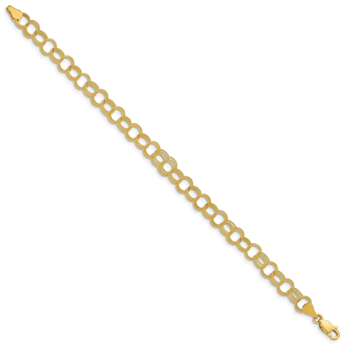 10k Solid Triple Link Charm Bracelet-10DO536-8