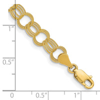 10k Solid Triple Link Charm Bracelet-10DO536-7