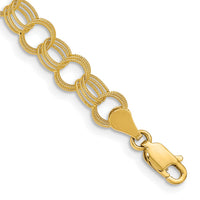 10k Solid Triple Link Charm Bracelet-10DO536-7