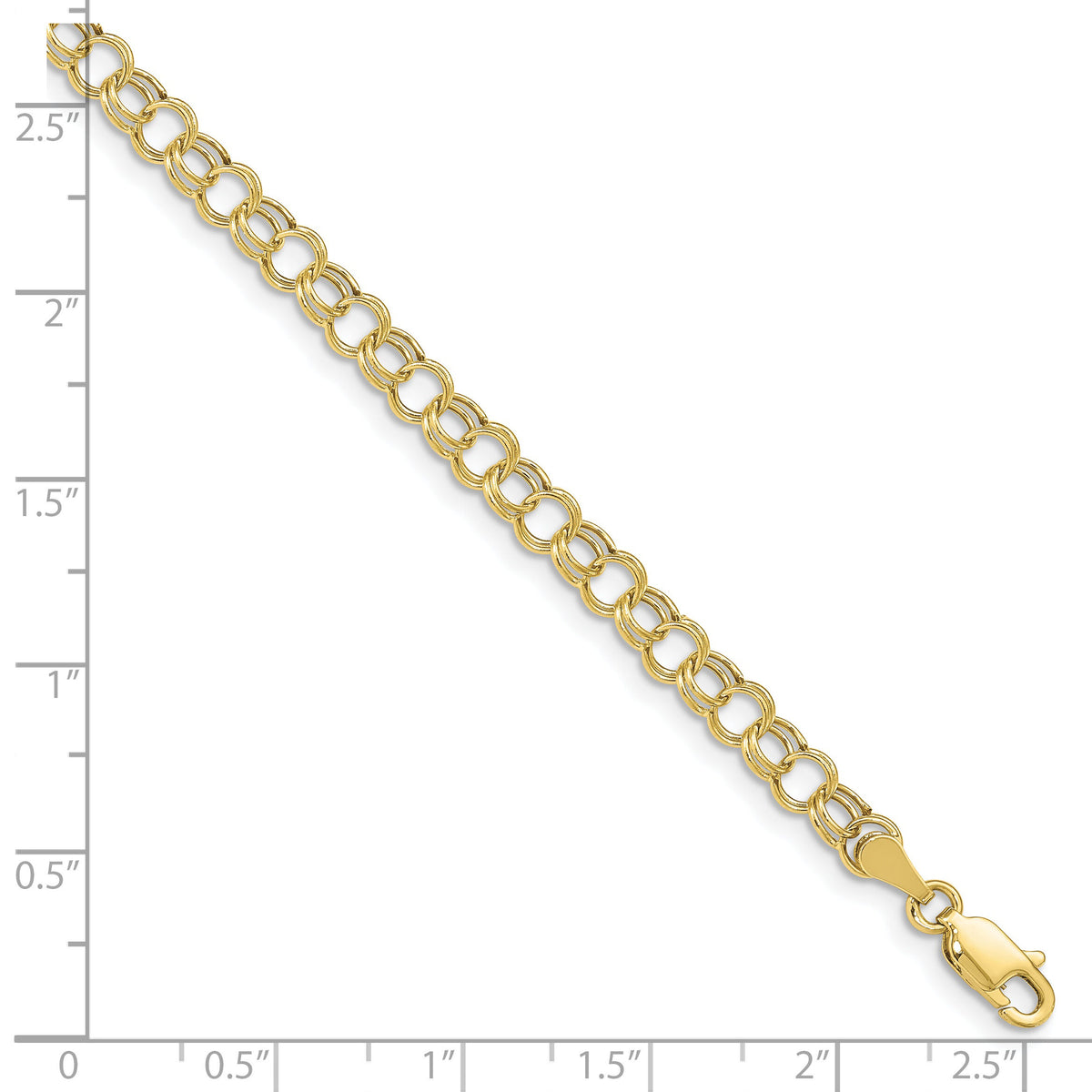 10k Hollow Double Link Charm Bracelet-10DO540-8