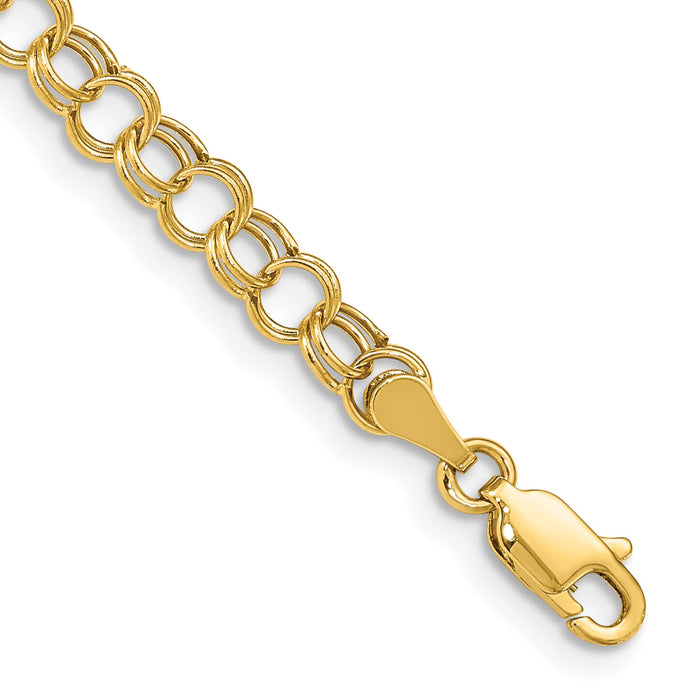 10k Hollow Double Link Charm Bracelet-10DO540-7