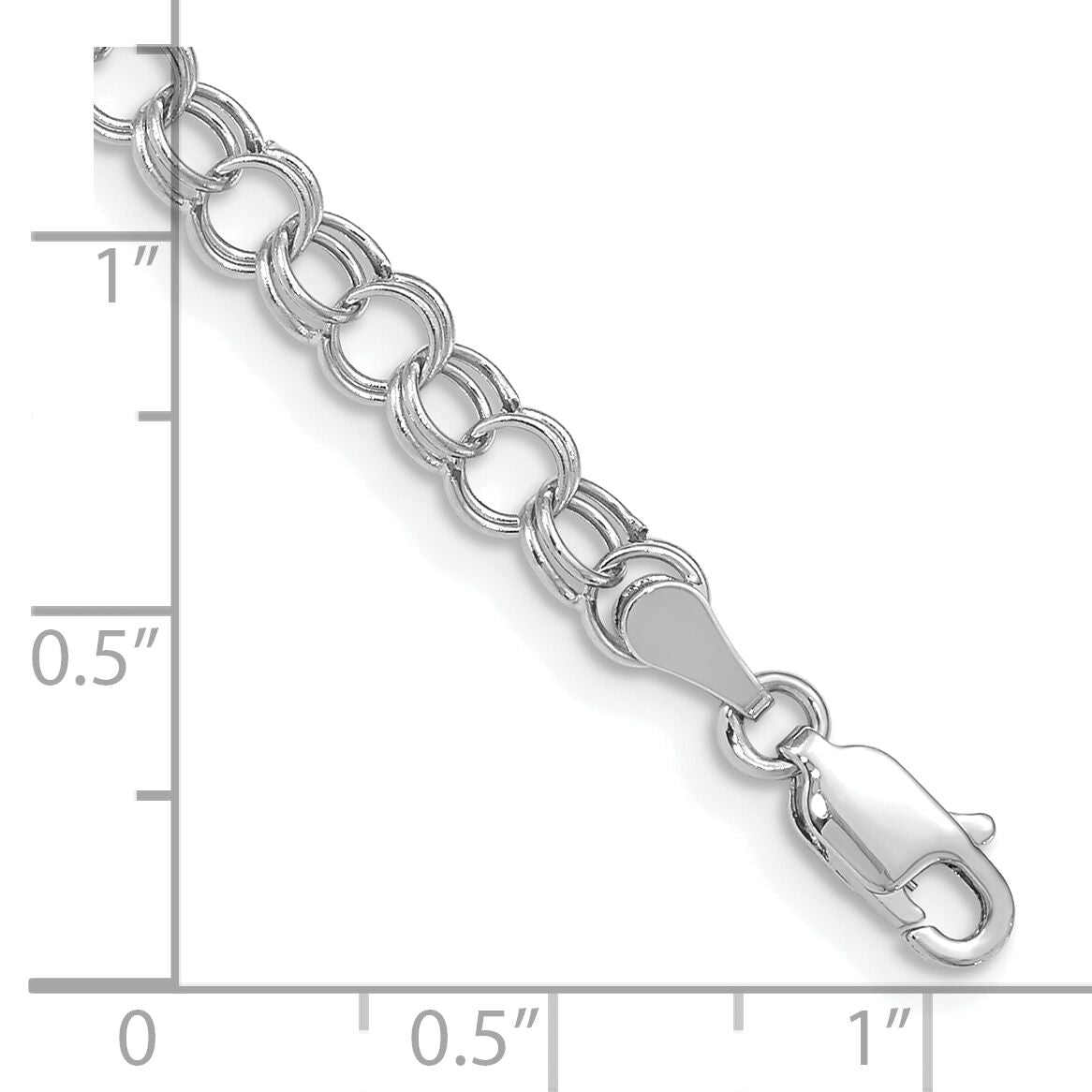 10k White Gold Hollow Double Link Charm Bracelet-10DO540W-7