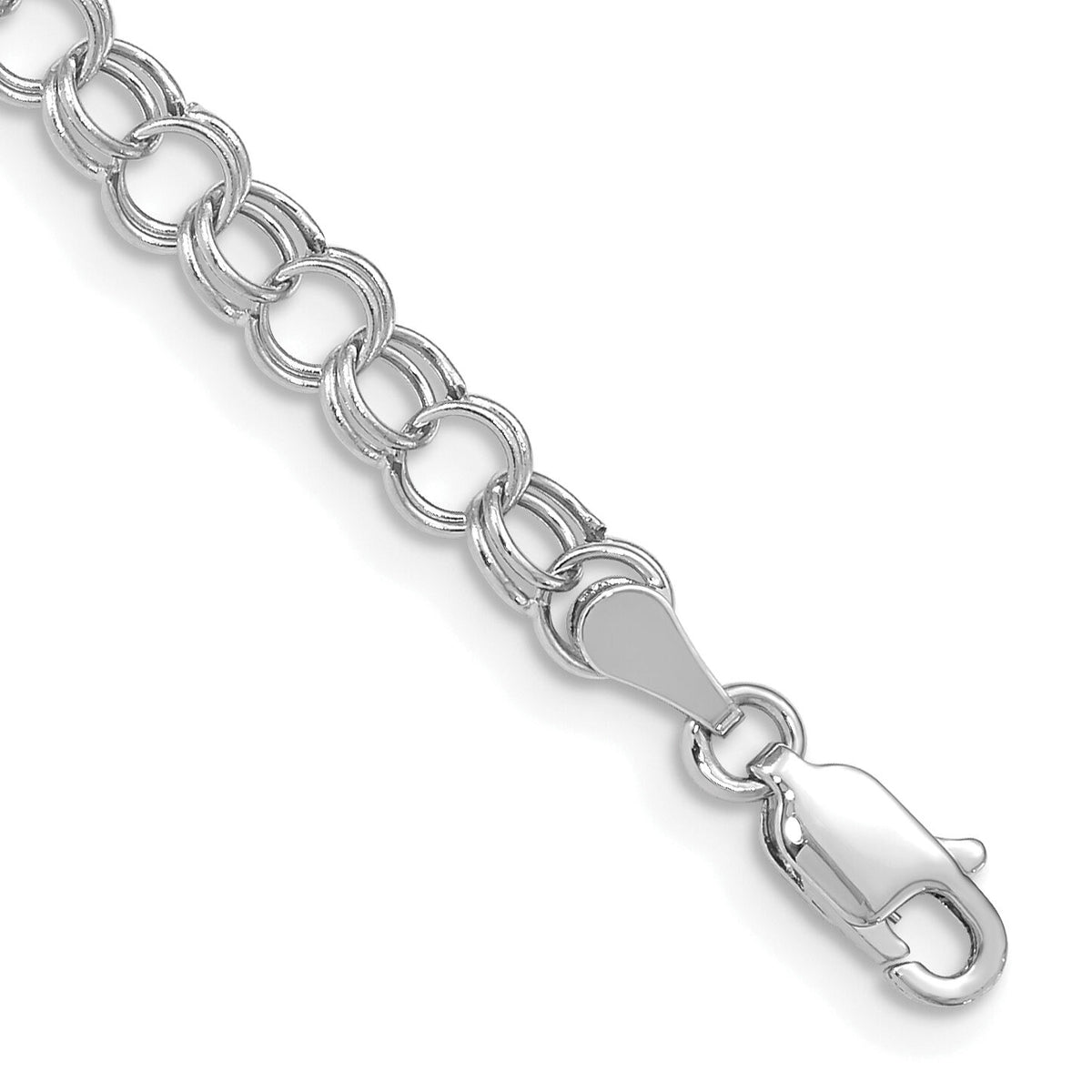 10k White Gold Hollow Double Link Charm Bracelet-10DO540W-7
