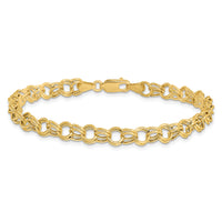 10k Hollow Double Link Charm Bracelet-10DO541-7