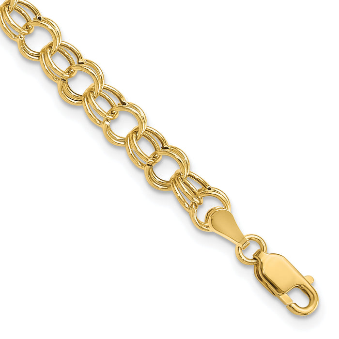10k Hollow Double Link Charm Bracelet-10DO541-8