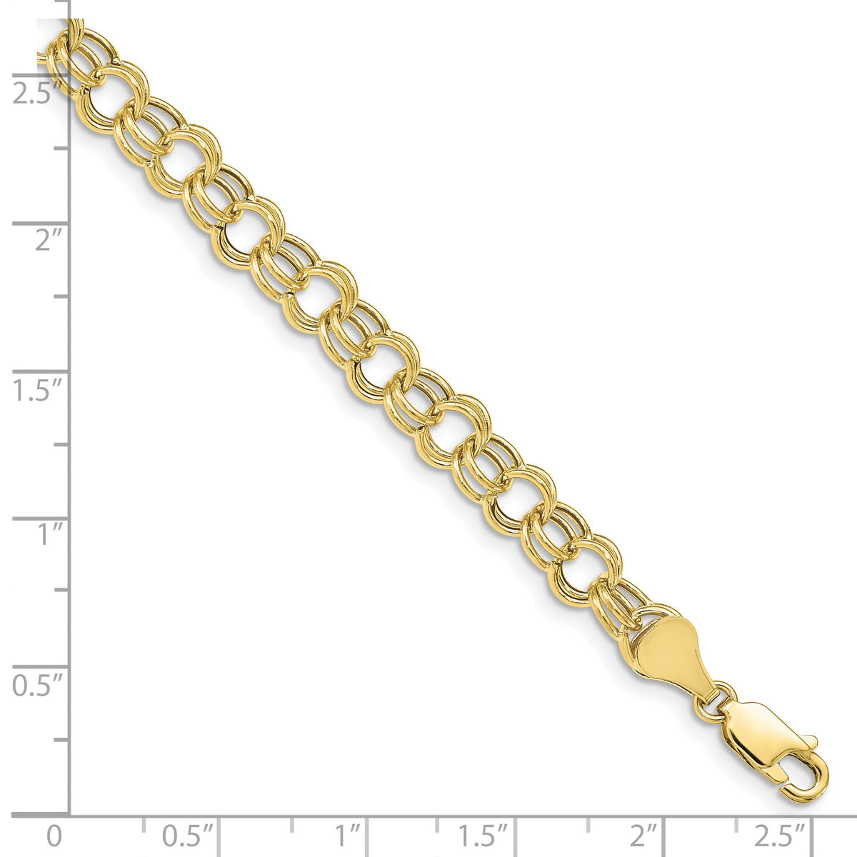 10k Hollow Double Link Charm Bracelet-10DO542-7