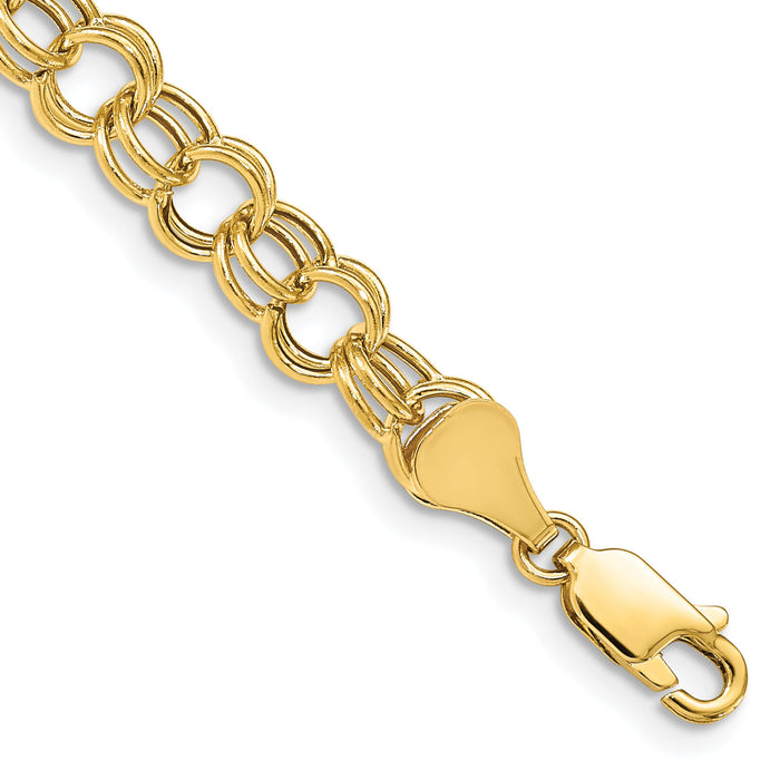 10k Hollow Double Link Charm Bracelet-10DO542-7