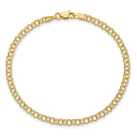 10k 3.5mm Solid Double Link Charm Bracelet-10DO554-5.5