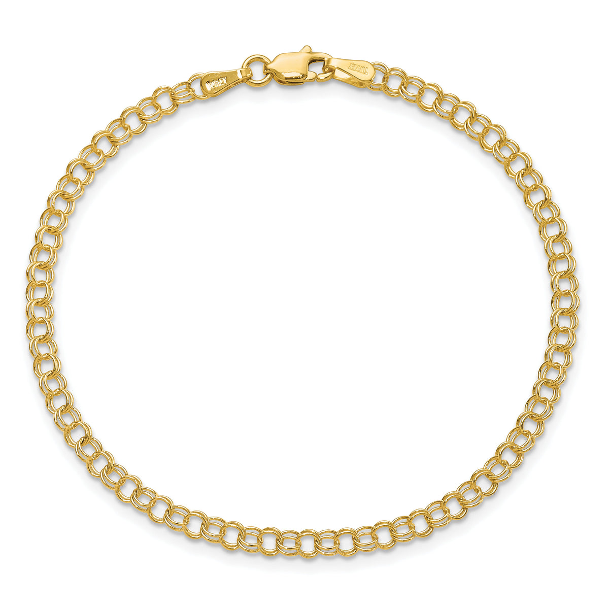 10k 3.5mm Solid Double Link Charm Bracelet-10DO554-6