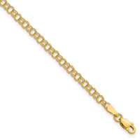 10k 3.5mm Solid Double Link Charm Bracelet-10DO554-5.5