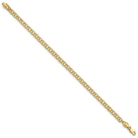 10k 7in 3.75mm Solid Double Link Charm Bracelet-10DOH15-7