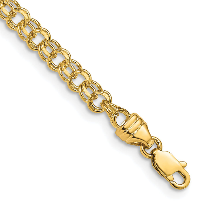 10k 8in 3.75mm Solid Double Link Charm Bracelet-10DOH15-8