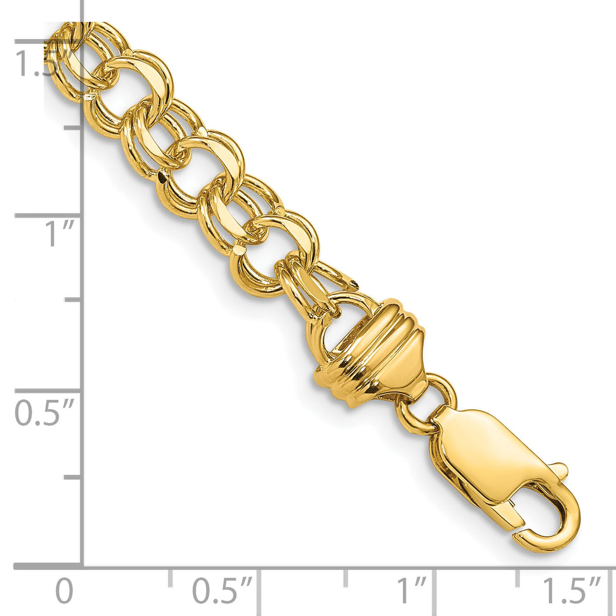 10k 7in 6.5mm Solid Double Link Charm Bracelet-10DOH18-7