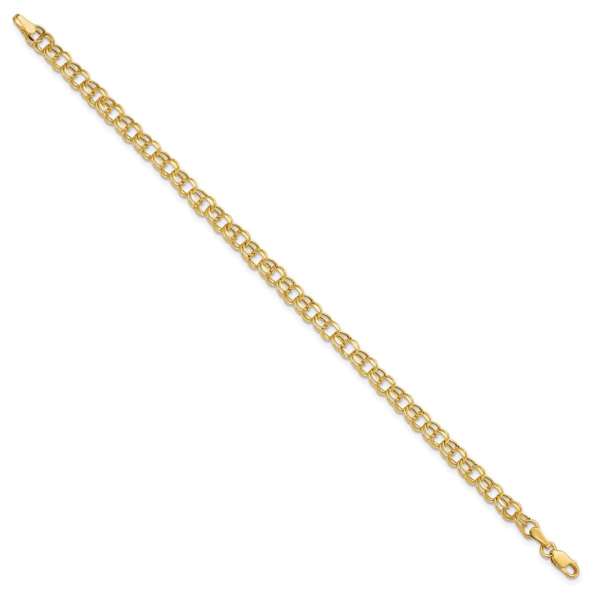 10k 6in 4.5mm Hollow Diamond-cut Double Link Charm Bracelet-10DOH21-6
