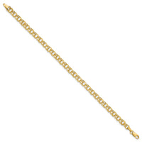 10k 8in 4.5mm Hollow Diamond-cut Double Link Charm Bracelet-10DOH21-8