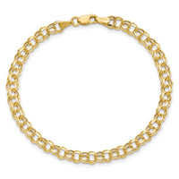 10k 8in 4.5mm Hollow Diamond-cut Double Link Charm Bracelet-10DOH21-8