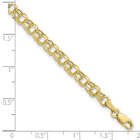 10k 8in 4.5mm Hollow Diamond-cut Double Link Charm Bracelet-10DOH21-8