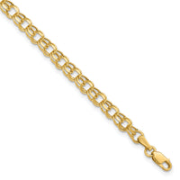 10k 8in 4.5mm Hollow Diamond-cut Double Link Charm Bracelet-10DOH21-8