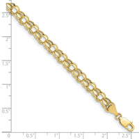 10k 8in 5.5mm Hollow Diamond-cut Double Link Charm Bracelet-10DOH22-8