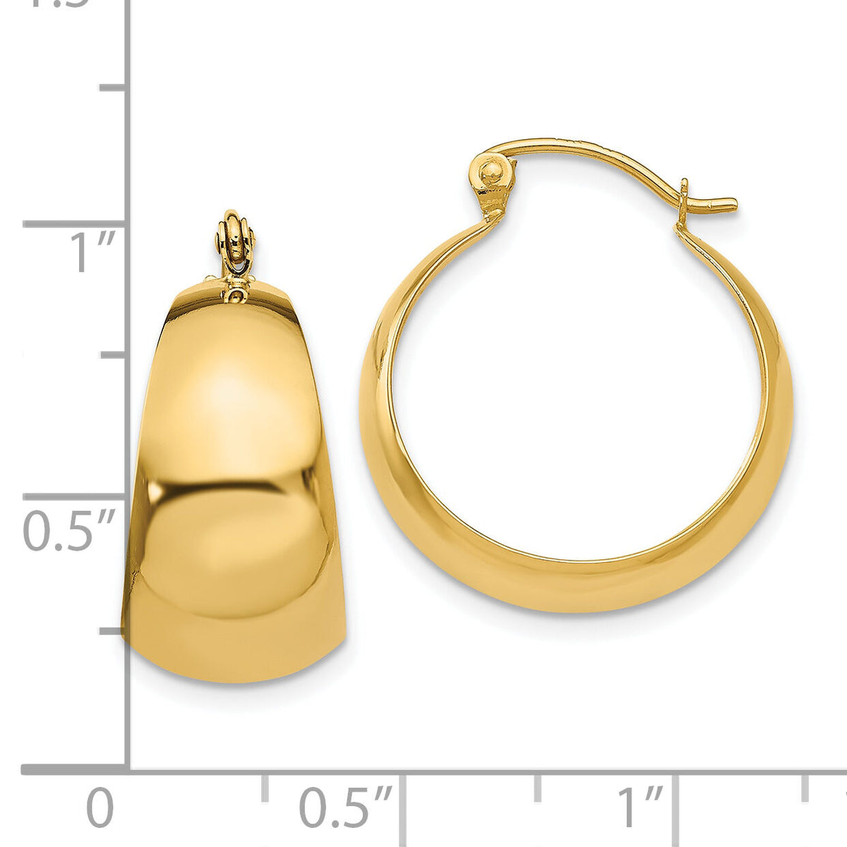10k Polished 10.5mm Tapered Hoop Earrings-10E673