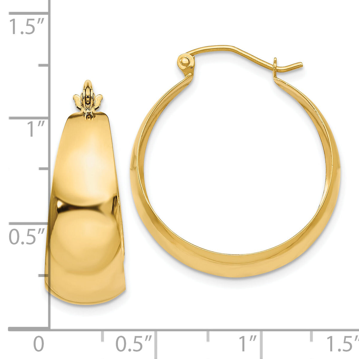 10k Polished 10.5mm Tapered Hoop Earrings-10E674