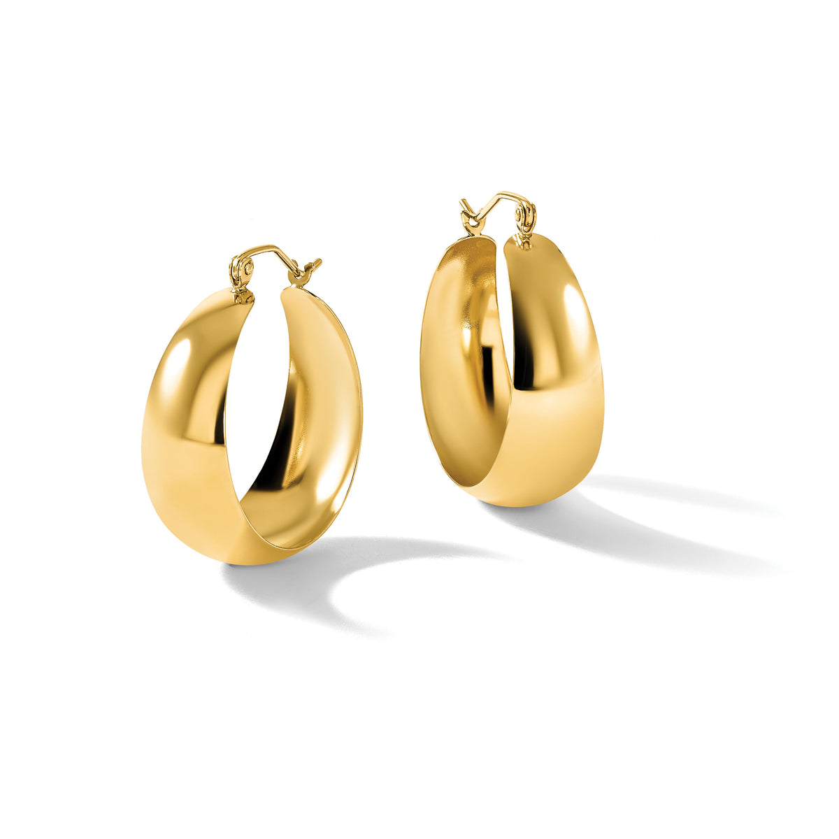 10k Polished 10.5mm Tapered Hoop Earrings-10E674