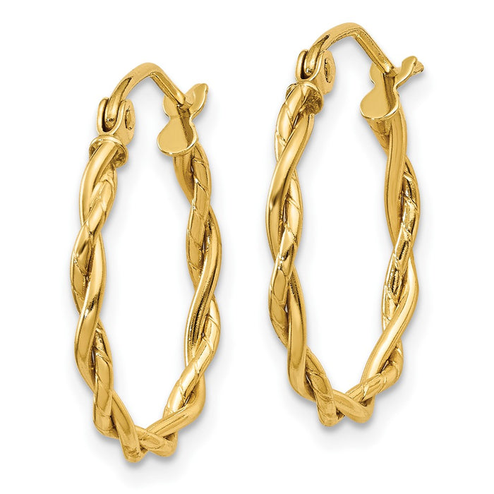 10k Polished 2.25mm Twisted Hoop Earrings-INF