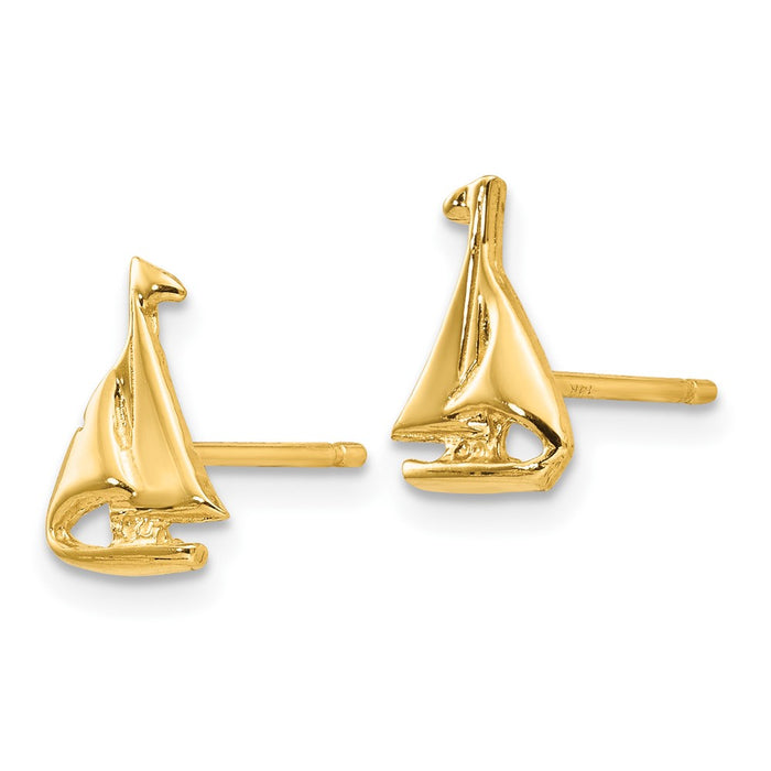 10k Sail Boat Earrings-INF