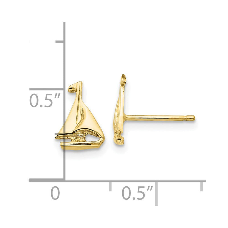 10k Sail Boat Earrings-INF